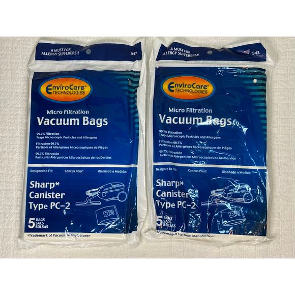 Sharp Canister Vacuum Bags PC-2 by Envirocare Microfiltration 10 PK - Picture 1 of 2